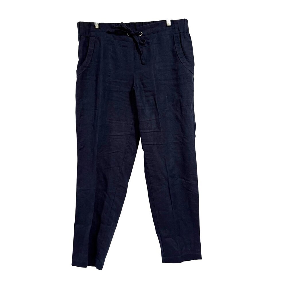 Athleta Linen Ankle‎ Pant Navy Blue Size 6